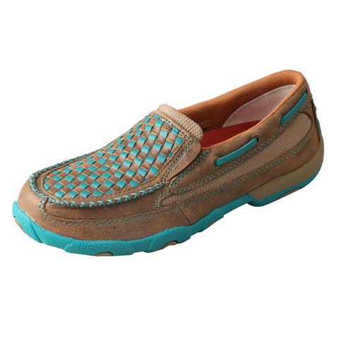 Slip on Driving Moc turquoise woven